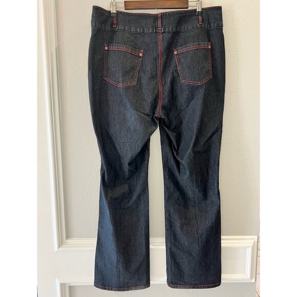 Bisou Bisou Vintage Retro Wide Leg Dark Denim Jeans Size 16W - Picture 2 of 6